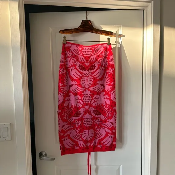 Farm Rio Red Jungle Scarf Knit Skirt