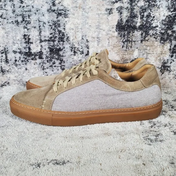 Fedeli Men's Low Top Cashmere Sneacker Brown Grey Suede Size 42/9