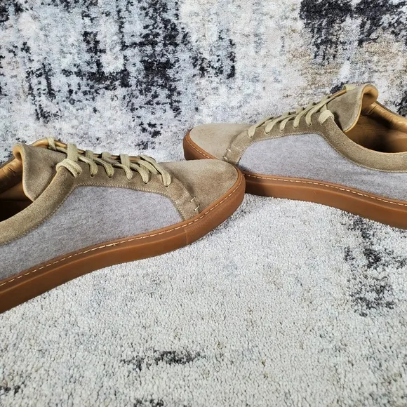 Fedeli Men's Low Top Cashmere Sneacker Brown Grey Suede Size 42/9