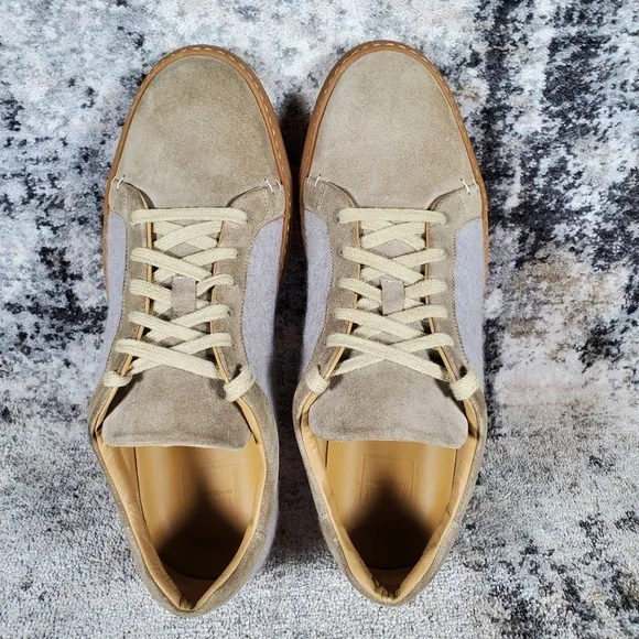 Fedeli Men's Low Top Cashmere Sneacker Brown Grey Suede Size 42/9