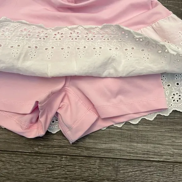 Fila Girls Tennis Outfit Pink Top Skort Set size XXS 3-4 White Lace
