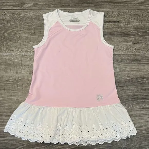 Fila Girls Tennis Outfit Pink Top Skort Set size XXS 3-4 White Lace