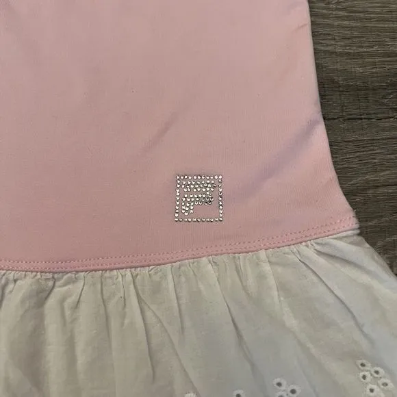 Fila Girls Tennis Outfit Pink Top Skort Set size XXS 3-4 White Lace