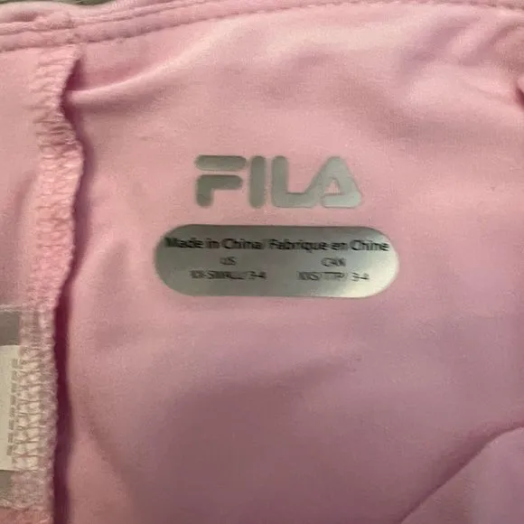 Fila Girls Tennis Outfit Pink Top Skort Set size XXS 3-4 White Lace