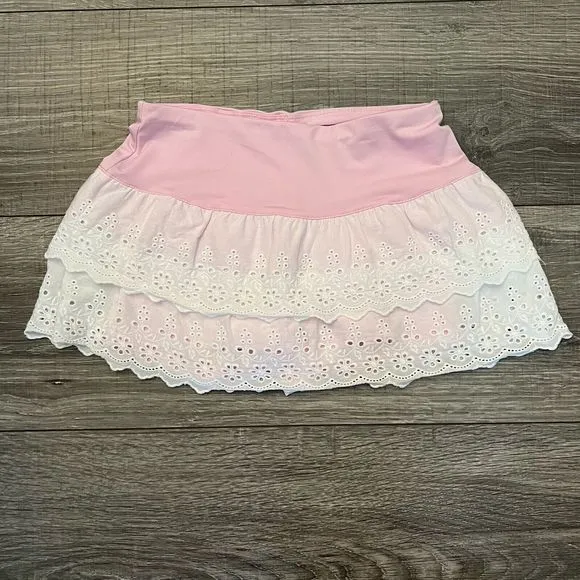 Fila Girls Tennis Outfit Pink Top Skort Set size XXS 3-4 White Lace