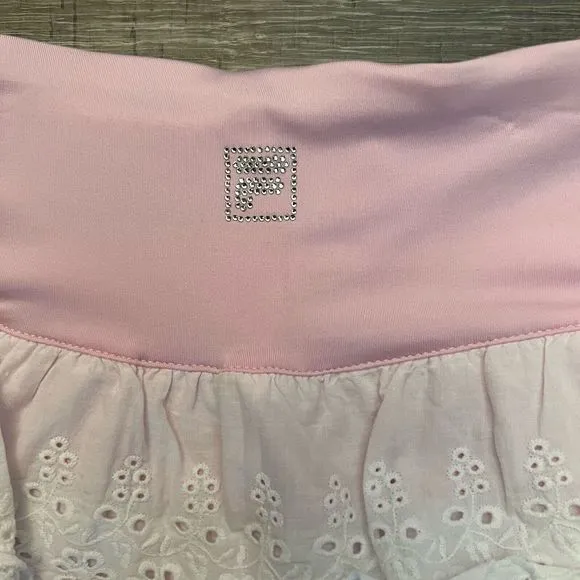 Fila Girls Tennis Outfit Pink Top Skort Set size XXS 3-4 White Lace
