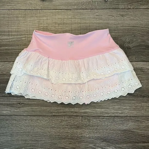 Fila Girls Tennis Outfit Pink Top Skort Set size XXS 3-4 White Lace