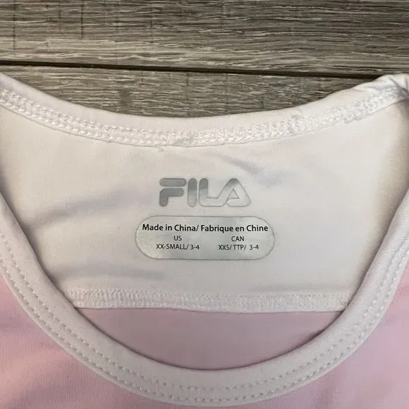 Fila Girls Tennis Outfit Pink Top Skort Set size XXS 3-4 White Lace