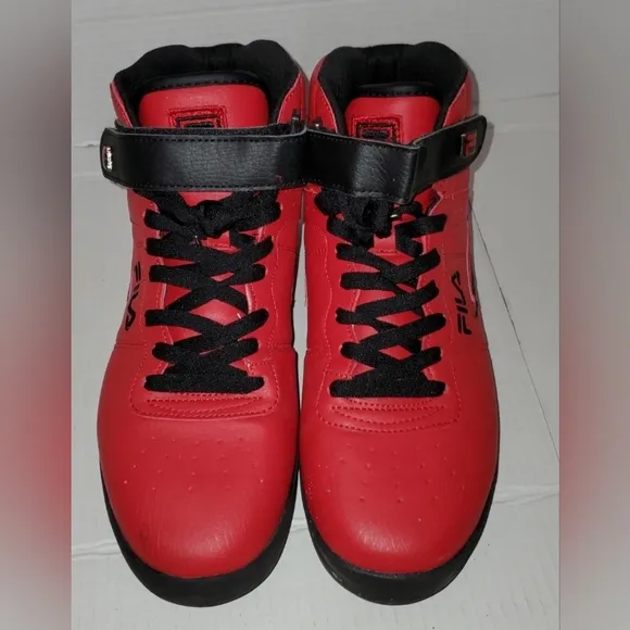 Fila Red Faux Leather High Top Sneakers Shoes Size 10 Mens Excellent Condition