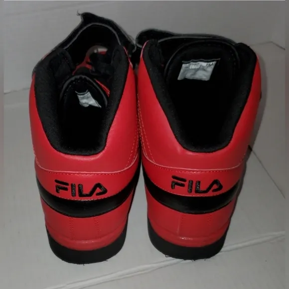 Fila Red Faux Leather High Top Sneakers Shoes Size 10 Mens Excellent Condition