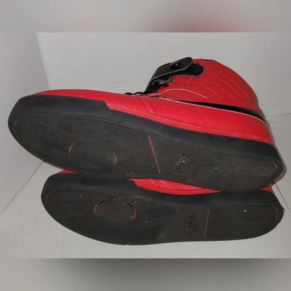 Fila Red Faux Leather High Top Sneakers Shoes Size 10 Mens Excellent Condition