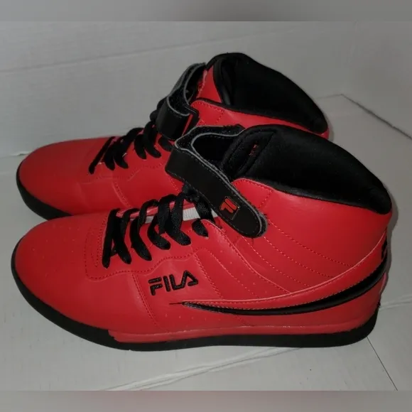 Fila Red Faux Leather High Top Sneakers Shoes Size 10 Mens Excellent Condition