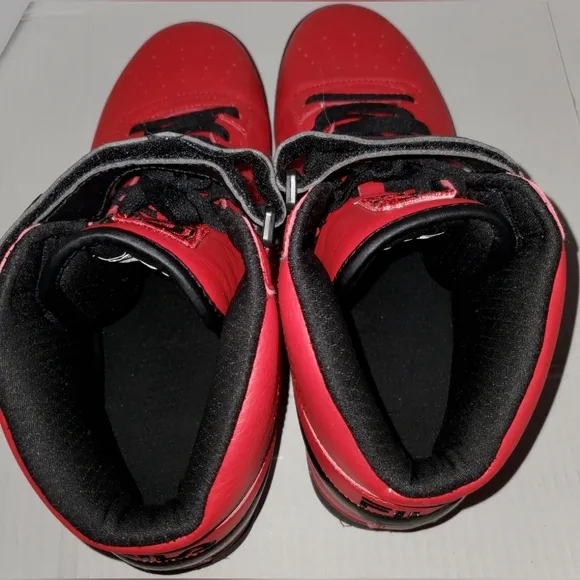 Fila Red Faux Leather High Top Sneakers Shoes Size 10 Mens Excellent Condition