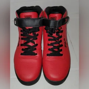 Fila Red Faux Leather High Top Sneakers Shoes Size 10 Mens Excellent Condition