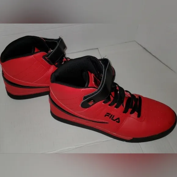 Fila Red Faux Leather High Top Sneakers Shoes Size 10 Mens Excellent Condition