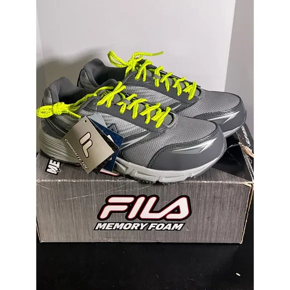 Fila Womens Meiera 2 Slip Resistant Composite Toe Memory Foam Grey/Green Sz 9