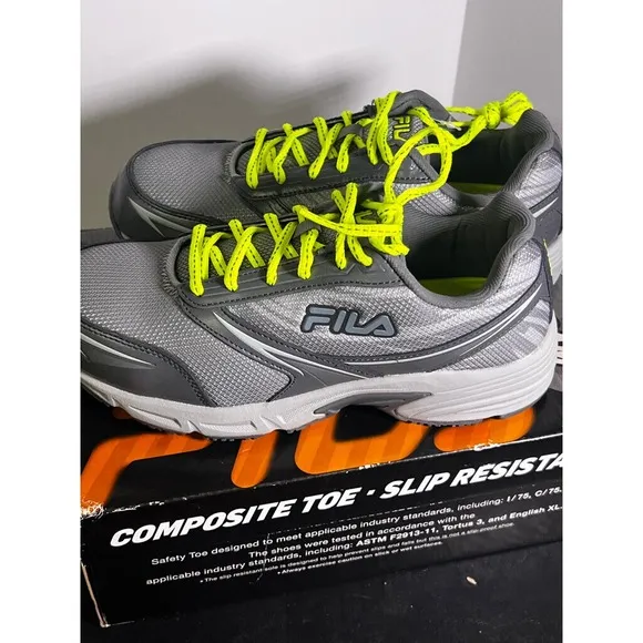 Fila Womens Meiera 2 Slip Resistant Composite Toe Memory Foam Grey/Green Sz 9