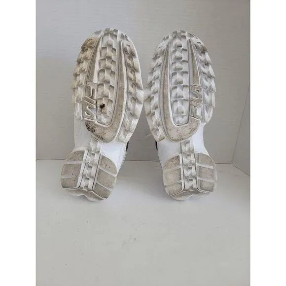 Fila Women's White Leather Lace Up Round Toe Disruptor Sneakers Shoes Size 9