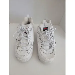 Fila Women's White Leather Lace Up Round Toe Disruptor Sneakers Shoes Size 9