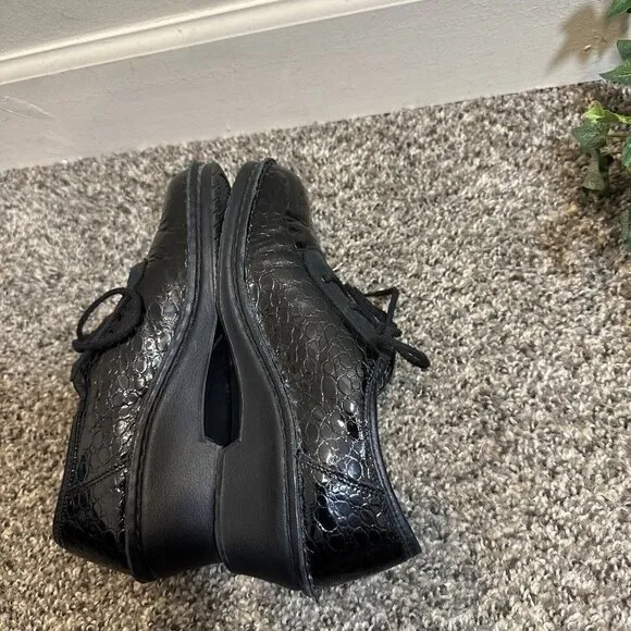 FINN COMFORT GERMANY Black Croc Leather Oxford Lace Up Shoes UK 4 US 6.5 Sevilla
