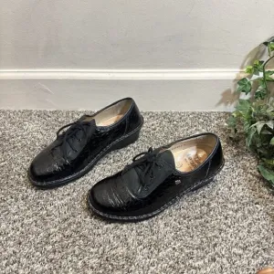 FINN COMFORT GERMANY Black Croc Leather Oxford Lace Up Shoes UK 4 US 6.5 Sevilla