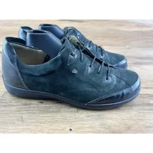 Finn Comfort Shoes Mens 7 Casual Low Top Sneaker Black Leather Lace Up R…