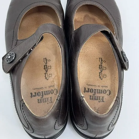 Finn Comfort Shoes Women US 7.5 Salo Mary Jane Brown Leather Casual Comfort