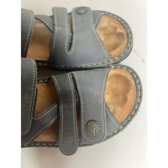 Finn Comfort Shoes Womens US 5.5 EU 36 Blue Gray Gomera Leather Sandals