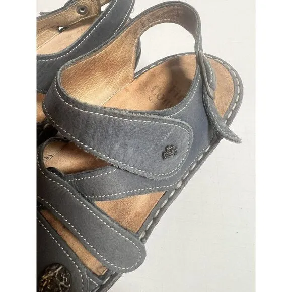 Finn Comfort Shoes Womens US 5.5 EU 36 Blue Gray Gomera Leather Sandals