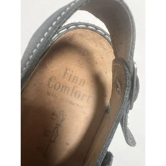 Finn Comfort Shoes Womens US 5.5 EU 36 Blue Gray Gomera Leather Sandals