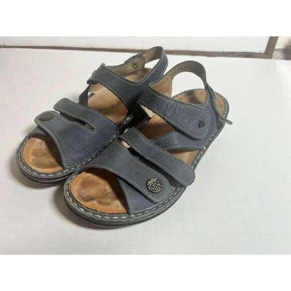 Finn Comfort Shoes Womens US 5.5 EU 36 Blue Gray Gomera Leather Sandals
