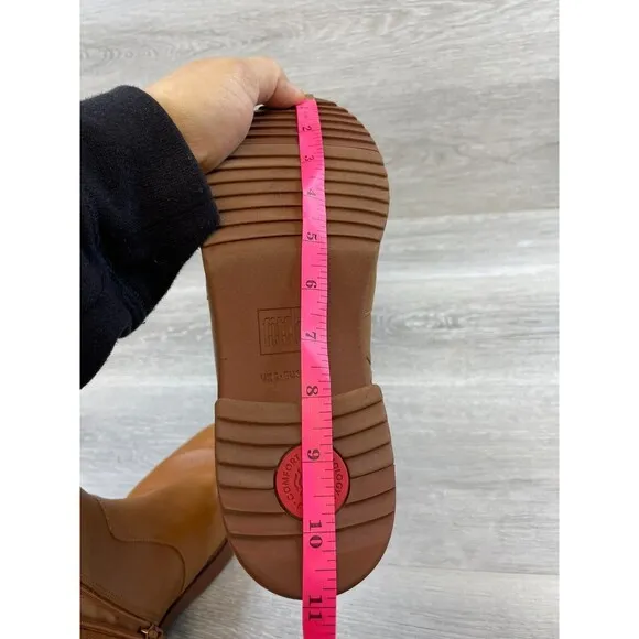 Fitflop Maria Y74-592 Women's 7 Brown Leather Side Zip Biker Ankle Bootie Boot