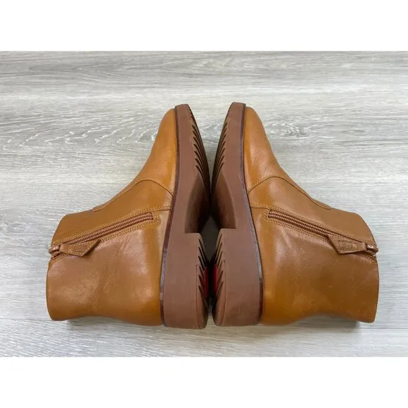 Fitflop Maria Y74-592 Women's 7 Brown Leather Side Zip Biker Ankle Bootie Boot