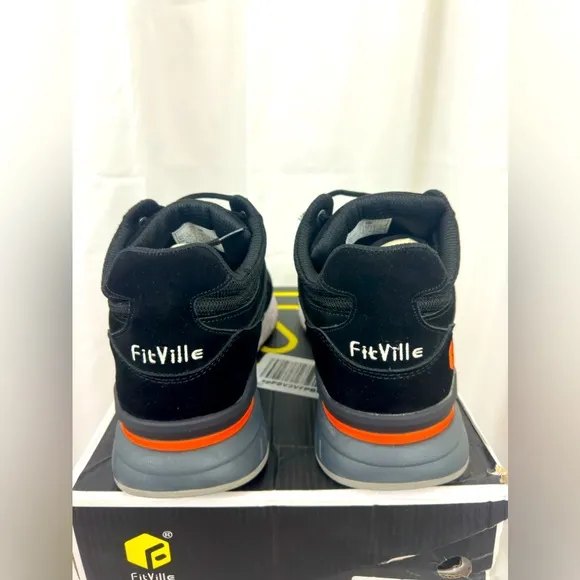 FitVille Black High-top Rebound Core Walking Shoes V4 Black         Mens…