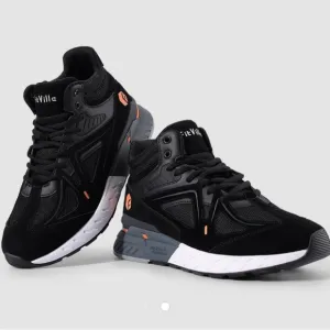 FitVille Black High-top Rebound Core Walking Shoes V4 Black         Mens…