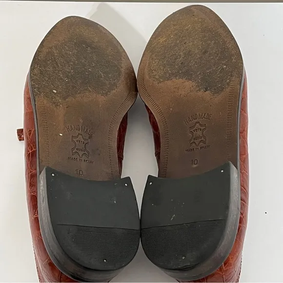 Florsheim Brown White Croc Print Leather Oxfords