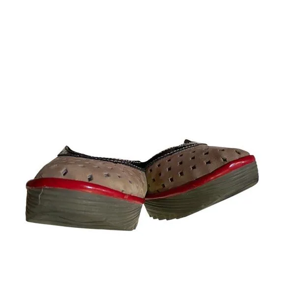 Fly London Perforated Wedge Platform Shoe Size 39 Suede