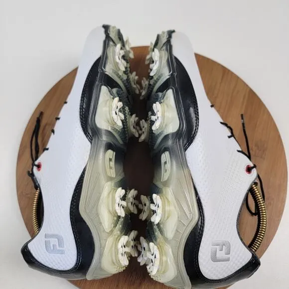 FootJoy &quot;FJ&quot; Spikes DNA 2.0 Golf Shoes 53493 White Leather EUC Men's Sz 9 M