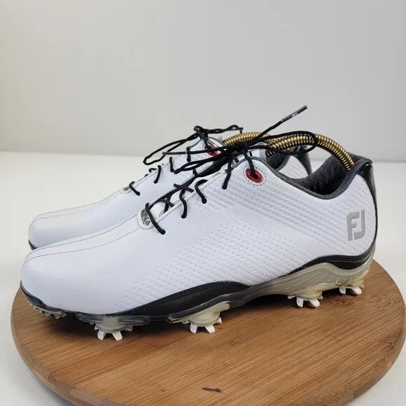 FootJoy &quot;FJ&quot; Spikes DNA 2.0 Golf Shoes 53493 White Leather EUC Men's Sz 9 M