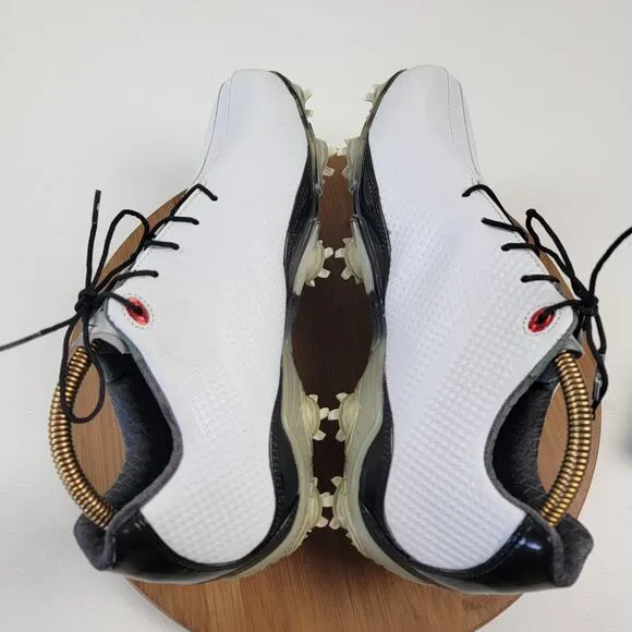 FootJoy &quot;FJ&quot; Spikes DNA 2.0 Golf Shoes 53493 White Leather EUC Men's Sz 9 M