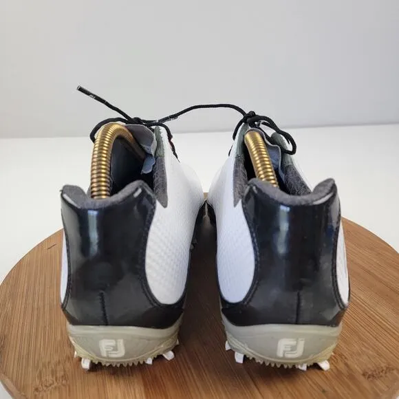 FootJoy &quot;FJ&quot; Spikes DNA 2.0 Golf Shoes 53493 White Leather EUC Men's Sz 9 M
