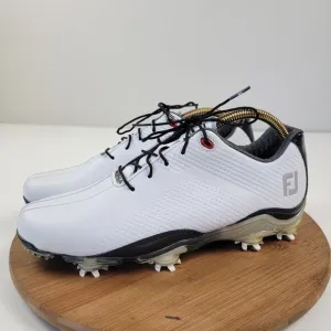 FootJoy &quot;FJ&quot; Spikes DNA 2.0 Golf Shoes 53493 White Leather EUC Men's Sz 9 M