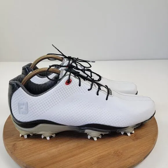 FootJoy &quot;FJ&quot; Spikes DNA 2.0 Golf Shoes 53493 White Leather EUC Men's Sz 9 M