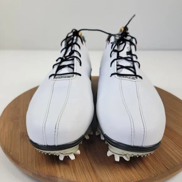 FootJoy &quot;FJ&quot; Spikes DNA 2.0 Golf Shoes 53493 White Leather EUC Men's Sz 9 M