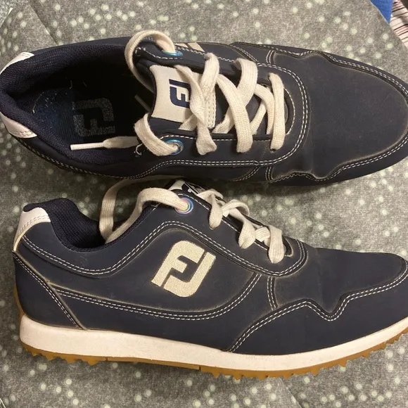 FootJoy FJ Sport Retro Spikeless Golf Shoes 92387 Navy Blue White Women's 7