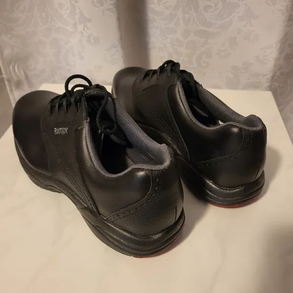 Footjoy Greenjoys  Men's Golf Shoes, Size 12W, Black, Red Bottom Sole Detail