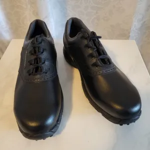 Footjoy Greenjoys  Men's Golf Shoes, Size 12W, Black, Red Bottom Sole Detail