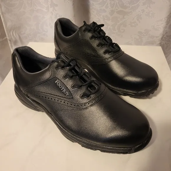 Footjoy Greenjoys  Men's Golf Shoes, Size 12W, Black, Red Bottom Sole Detail