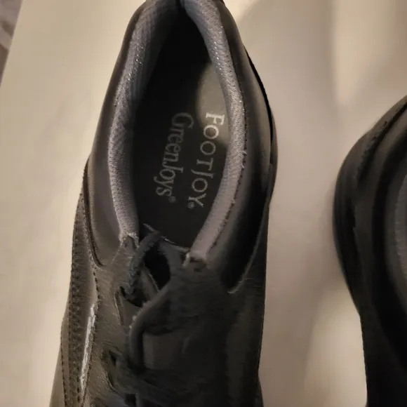 Footjoy Greenjoys  Men's Golf Shoes, Size 12W, Black, Red Bottom Sole Detail