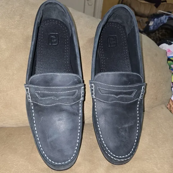 Footjoy Navy Blue Nubuck Leather Loafer Golf Shoes Size 12 *Excellent Condition